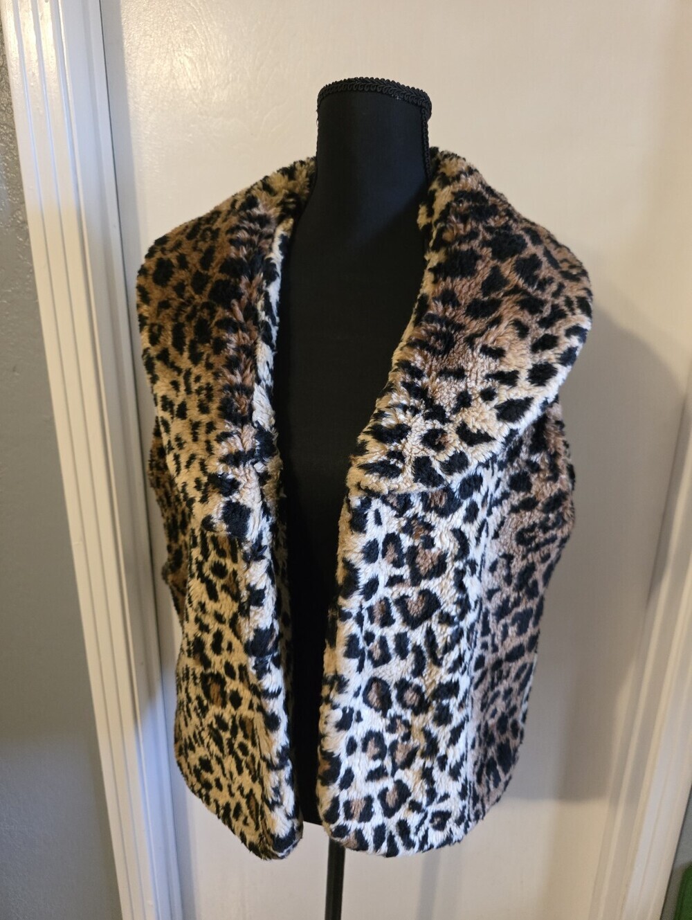 Leopard Faux Fur Lined Women's Jacket - Brown/Black